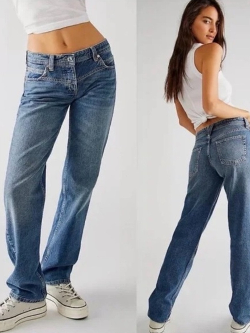 We The Free Free People Shelby Boyfriend Jeans - Medium Blue Wash